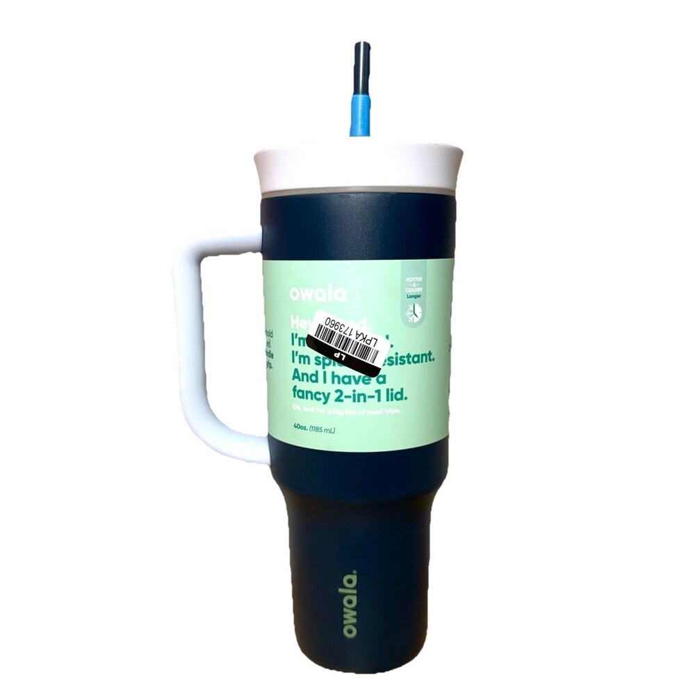 Owala 40oz Stainless Steel Tumbler Navy Nights New w/ Replacement Straw